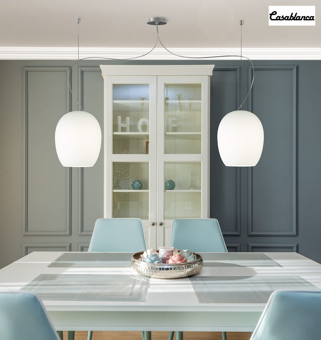 Casablanca Pendelarmatuur ANUA 2-vlams E27 IP20, aluminium geborsteld, mat, opaalwit dimbaar Casablanca Pendelarmatuur ANUA 2-vlams E27 IP20, aluminium geborsteld, mat, opaalwit dimbaar