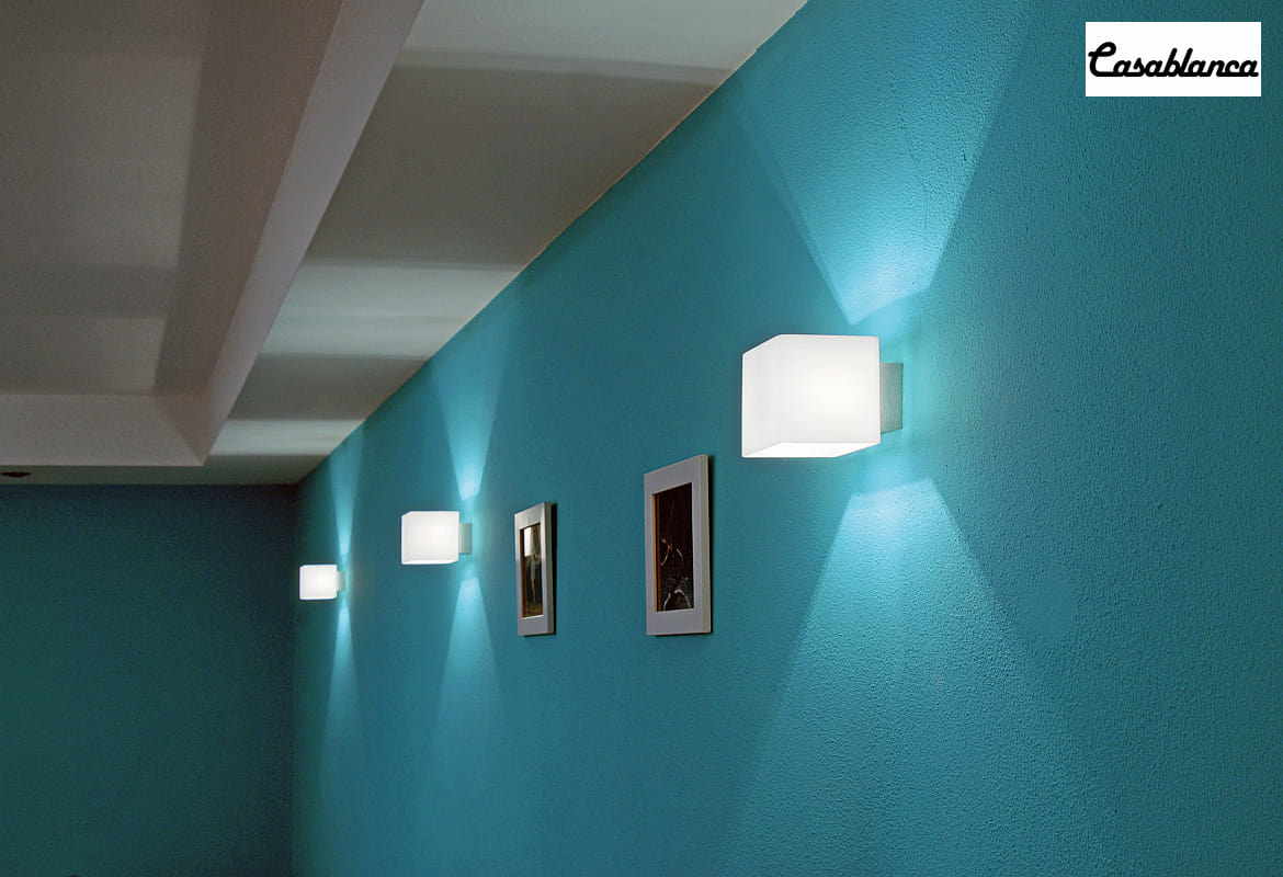 Casablanca Wall luminaire CUBE, 1x G9, IP20, opal white matt Casablanca Wall luminaire CUBE, 1x G9, IP20, opal white matt