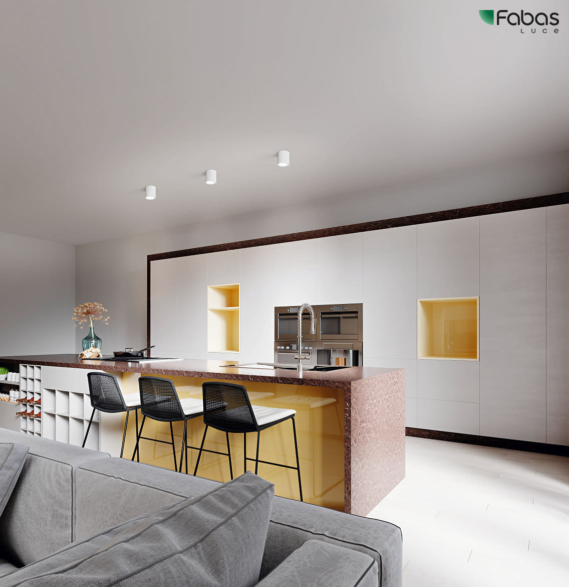 Fabas Luce Opbouw armatuur GUAMO rond GU10 IP20, wit dimbaar Fabas Luce Opbouw armatuur GUAMO rond GU10 IP20, wit dimbaar