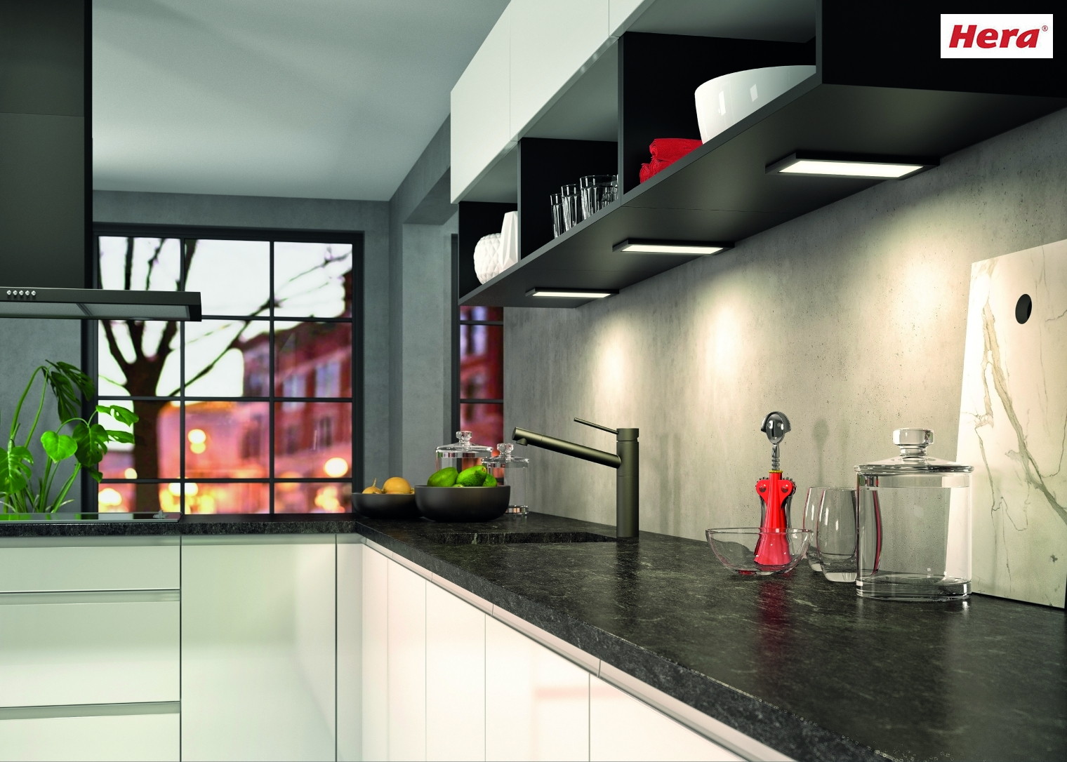 Hera 2pc. set of LED under-cabinet luminaire LED SKY 6W with sonar dimmer + LED transformer LED 24 / 30W, 3000K, inox look Hera 2pc. set of LED under-cabinet luminaire LED SKY 6W with sonar dimmer + LED transformer LED 24 / 30W, 3000K, inox look