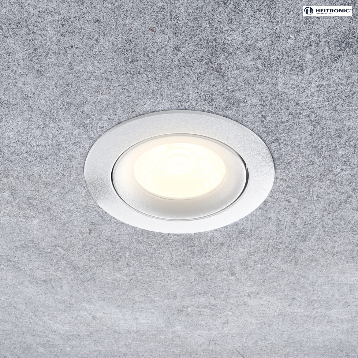 HEITRONIC downlight DL6808 round IP54, white dimmable HEITRONIC downlight DL6808 round IP54, white dimmable
