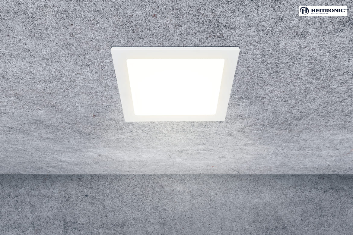 HEITRONIC ceiling recessed luminaire LE MANS square IP44, white dimmable HEITRONIC ceiling recessed luminaire LE MANS square IP44, white dimmable