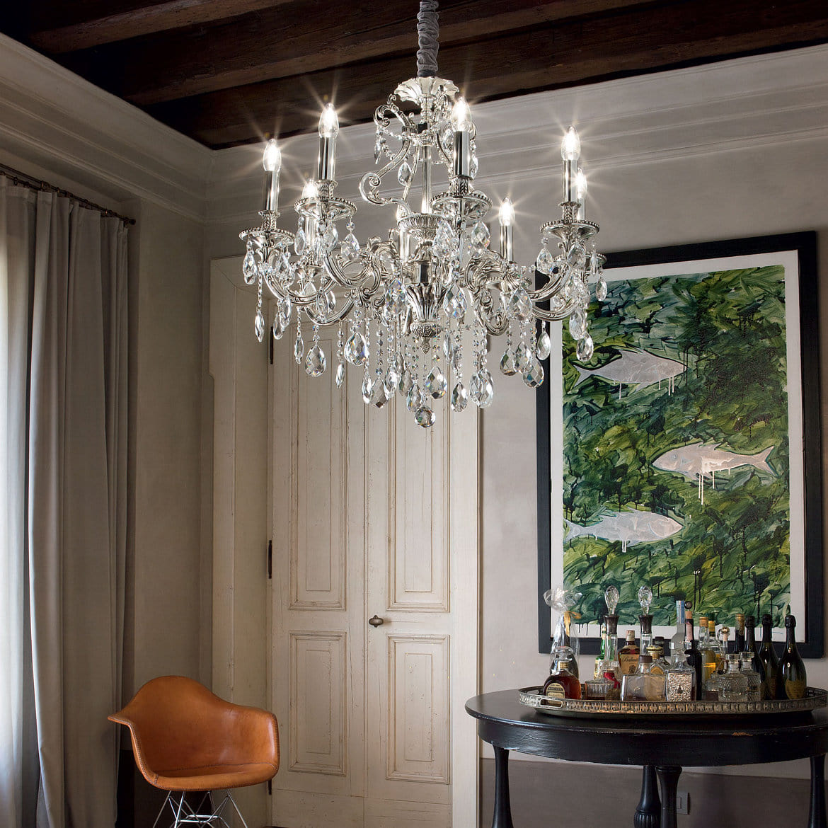 Ideal Lux Kroonluchter GIOCONDA SP8 8-vlams E14 IP20, zilver Ideal Lux Kroonluchter GIOCONDA SP8 8-vlams E14 IP20, zilver