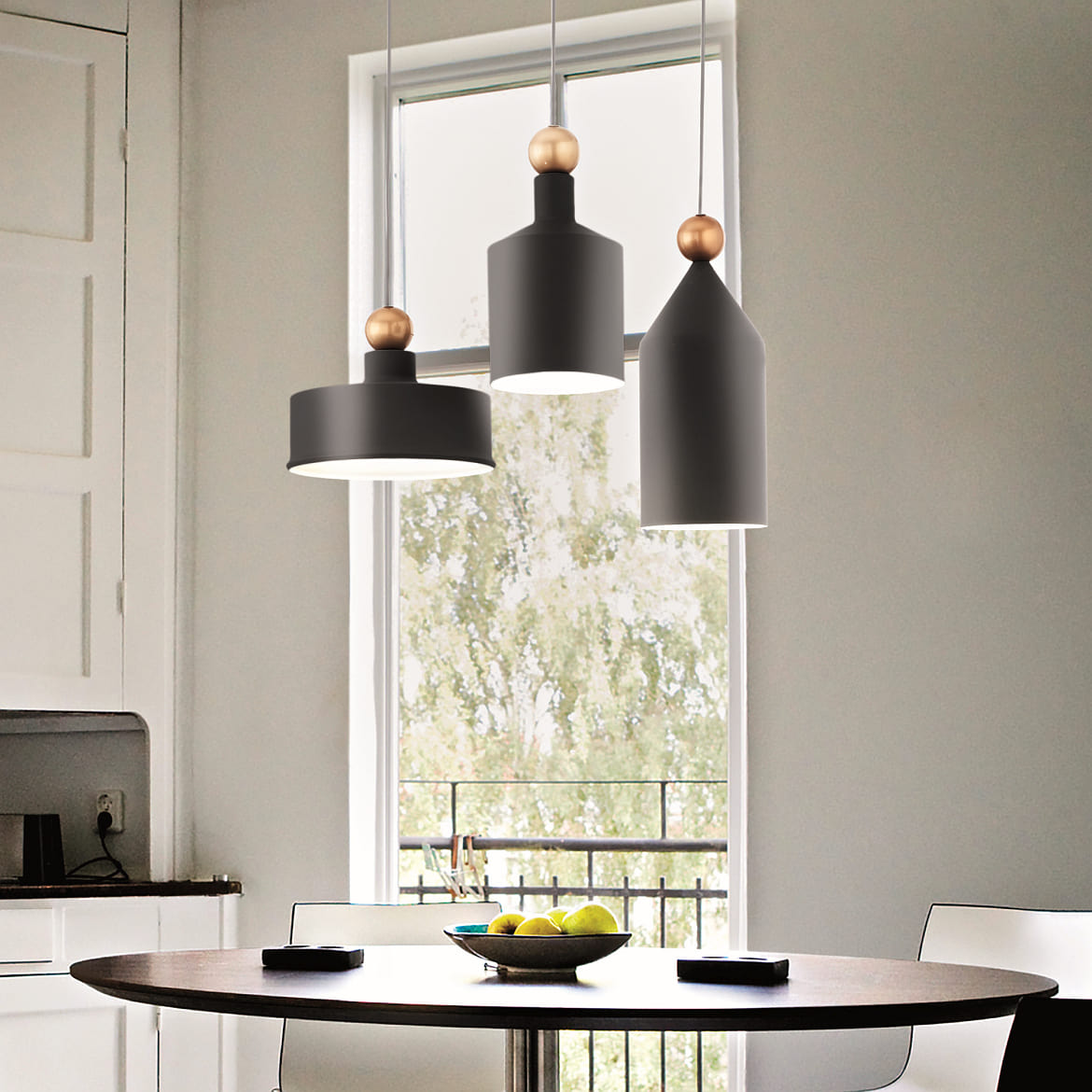 Ideal Lux Pendant luminaire TRIADE, 3 flames, lenght 75cm, E27, dark grey / gold decor Ideal Lux Pendant luminaire TRIADE, 3 flames, lenght 75cm, E27, dark grey / gold decor