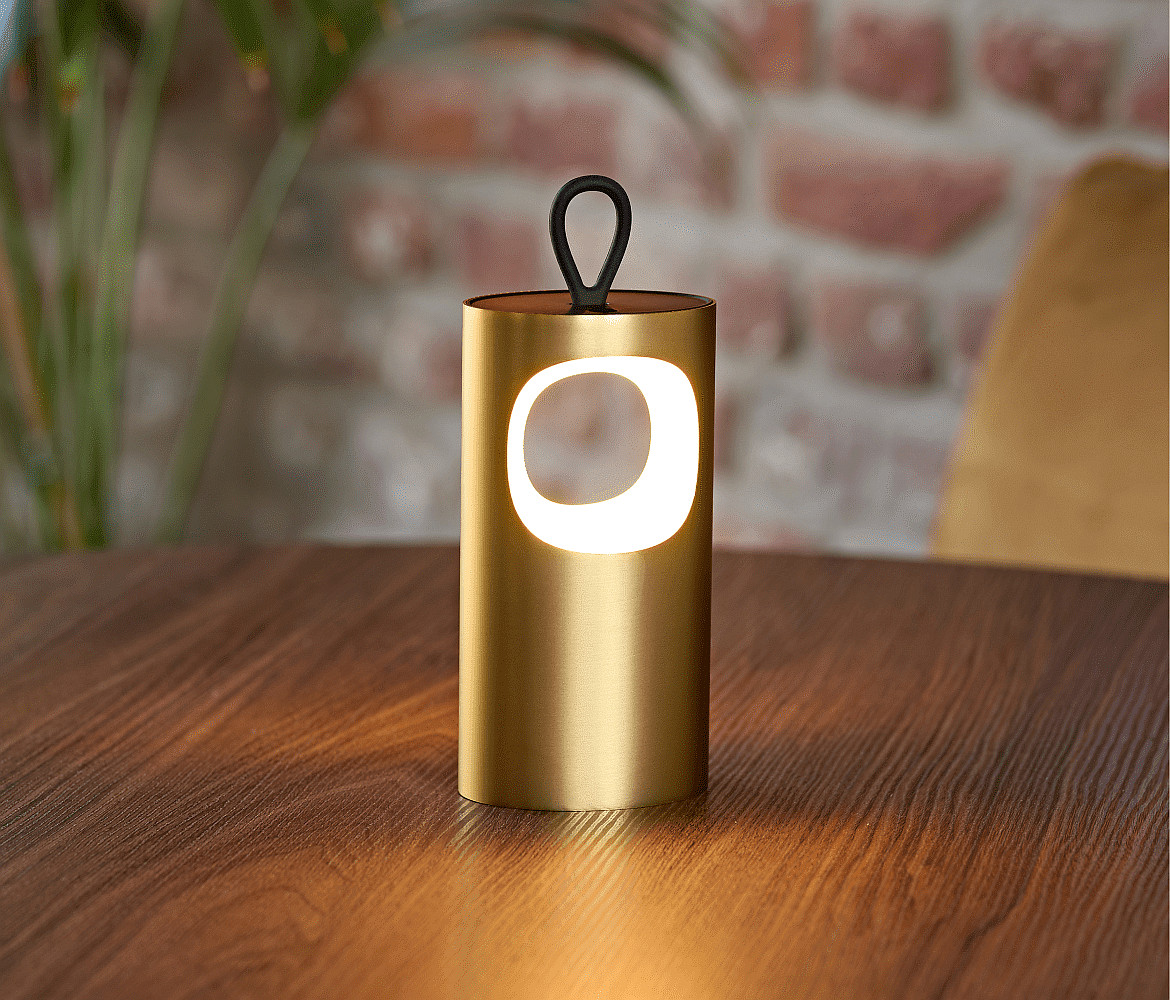 SIGOR Tafellamp op batterijen LUNARI met USB-Aansluiting, CCT Switch, met Handvat, met Touch-Dimmer IP44, goud, mat dimbaar SIGOR Tafellamp op batterijen LUNARI met USB-Aansluiting, CCT Switch, met Handvat, met Touch-Dimmer IP44, goud, mat dimbaar