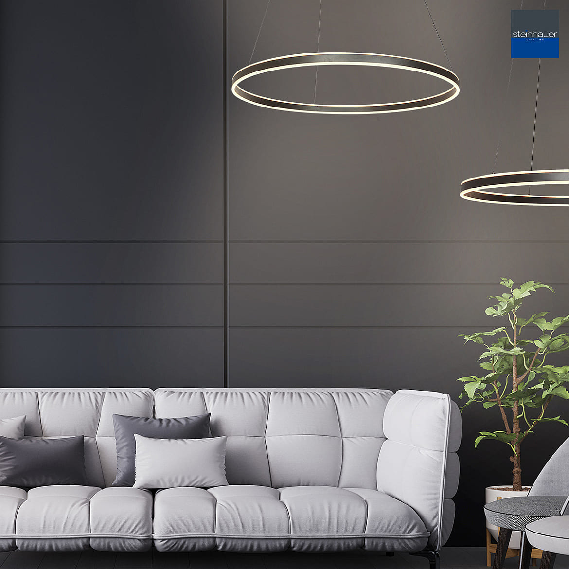 Steinhauer Pendelarmatuur RINGLUX up down IP20, zwart dimbaar Steinhauer Pendelarmatuur RINGLUX up down IP20, zwart dimbaar