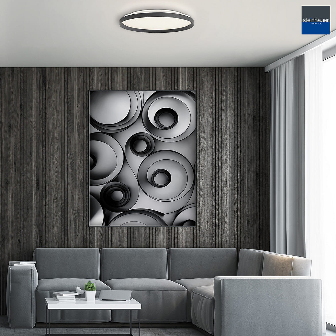 Steinhauer ceiling luminaire FLADY up / down IP20, black dimmable Steinhauer ceiling luminaire FLADY up / down IP20, black dimmable