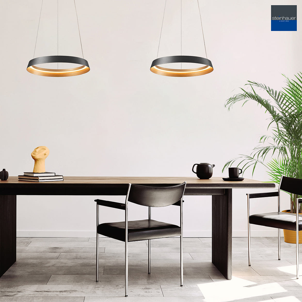 Steinhauer Pendelarmatuur RINGLUX IP20, zwart dimbaar Steinhauer Pendelarmatuur RINGLUX IP20, zwart dimbaar