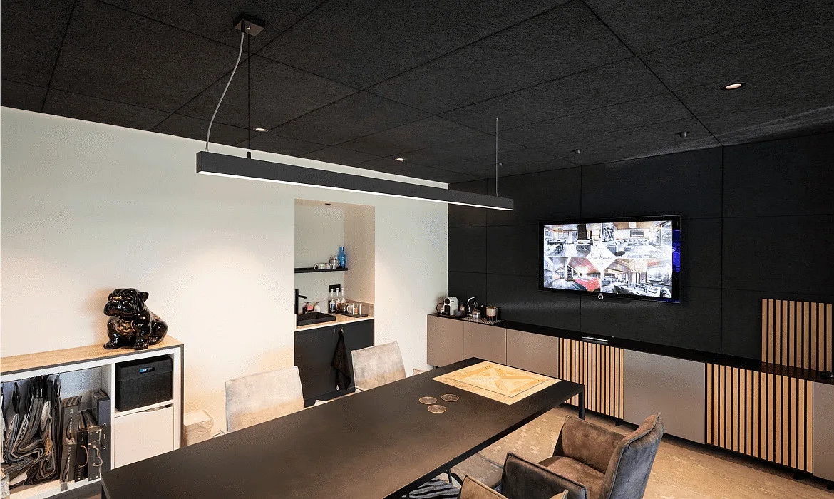 SLV LED Pendant luminaire GLENOS, 200cm, UGR, 103W 3000K, black matt SLV LED Pendant luminaire GLENOS, 200cm, UGR, 103W 3000K, black matt