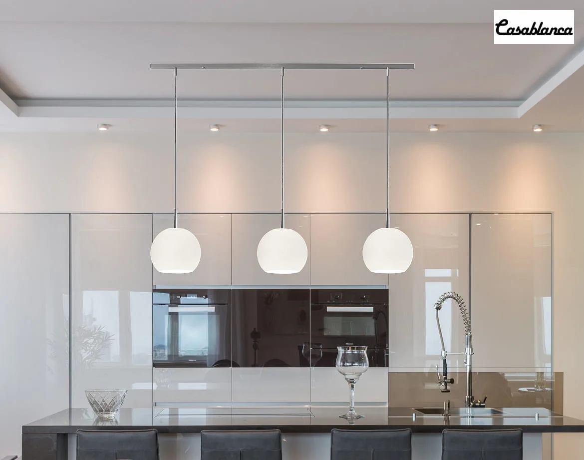 Casablanca Pendant luminaire BELL, 3x E27, IP20, opal white matt Casablanca Pendant luminaire BELL, 3x E27, IP20, opal white matt