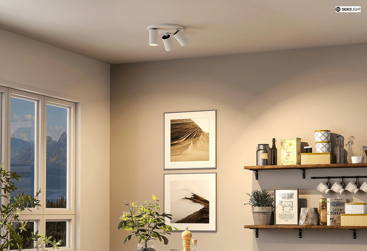 Deko-Light Plafondarmatuur CAN TILT ROUND Ø 25CM 3-vlams, rond, cardanisch draaien GU10 IP20, wit Deko-Light Plafondarmatuur CAN TILT ROUND Ø 25CM 3-vlams, rond, cardanisch draaien GU10 IP20, wit
