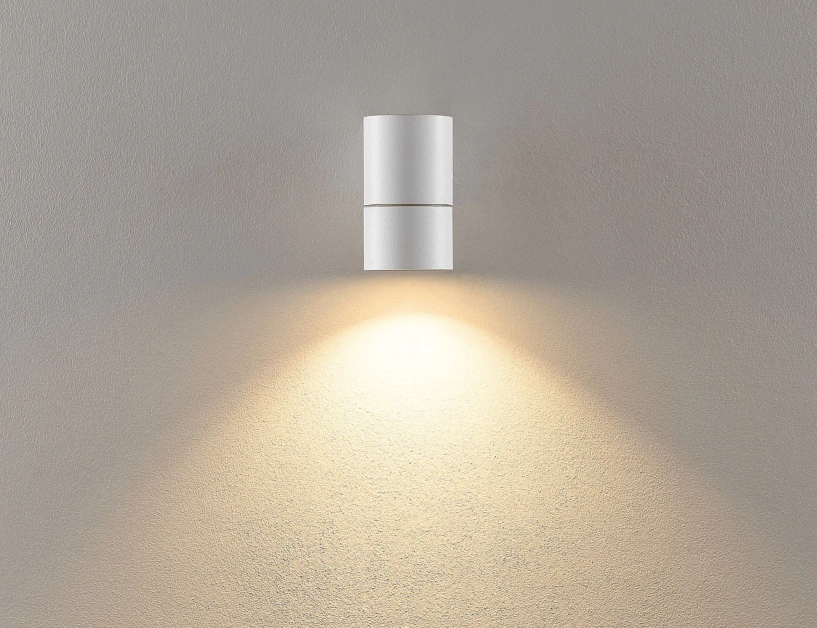 Deko-Light Gevelspot ACHERNAR DOWN 1-vlams, cilindrisch, met lamphouder GU10 IP65, wit Deko-Light Gevelspot ACHERNAR DOWN 1-vlams, cilindrisch, met lamphouder GU10 IP65, wit