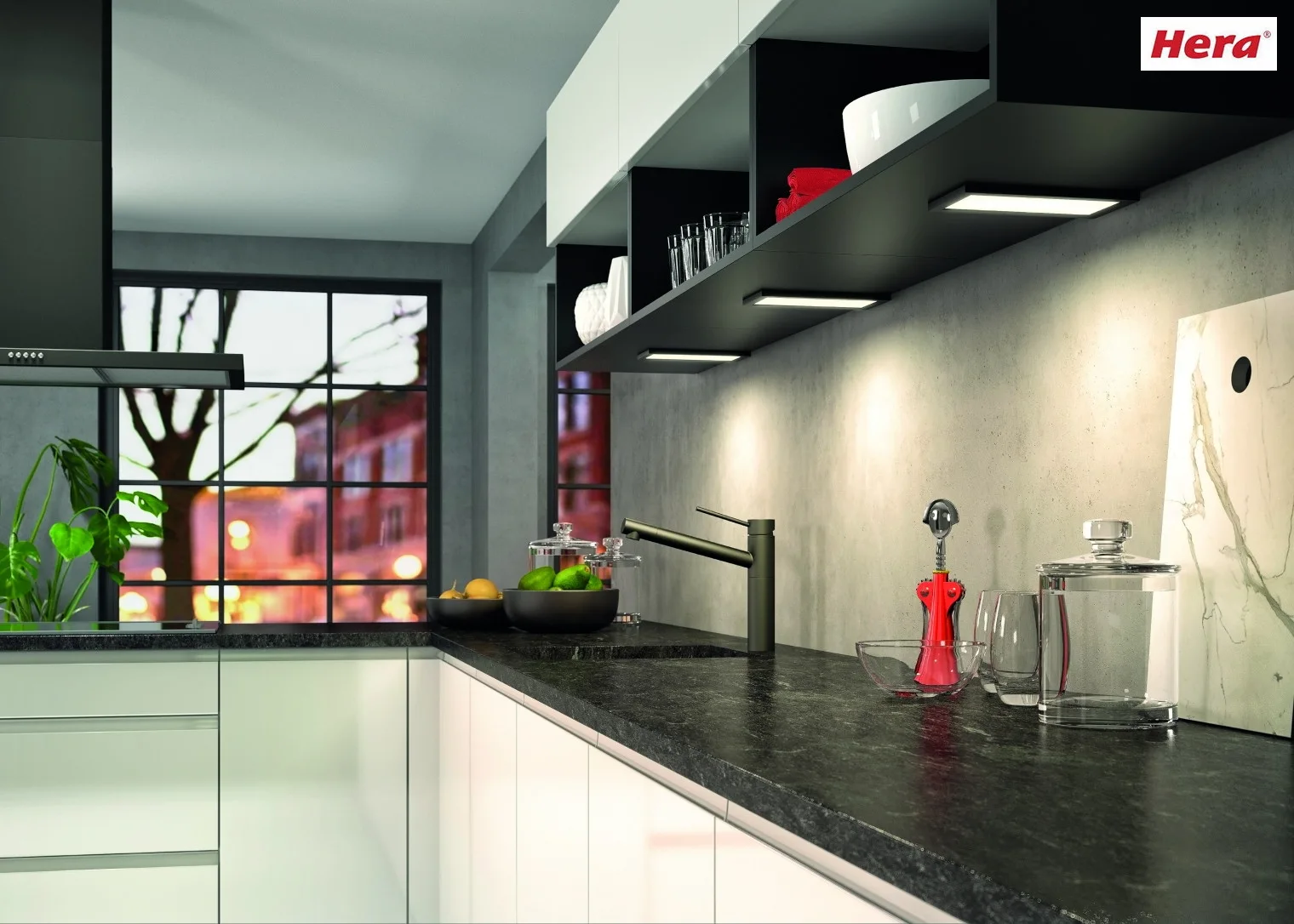 Hera Onderbouwarmatuur LED SKY dimbaar, bedienbaar met gebaren IP20, rvs dimbaar 12W 390lm 3000K 110° 110° CRI 80-89 21cm Hera Onderbouwarmatuur LED SKY dimbaar, bedienbaar met gebaren IP20, rvs dimbaar 12W 390lm 3000K 110° 110° CRI 80-89 21cm