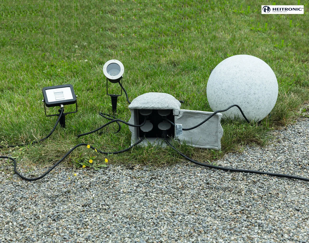 HEITRONIC Contactdooszuil PIEDRA 4-voudig, met Stekker, grijs, steen HEITRONIC Contactdooszuil PIEDRA 4-voudig, met Stekker, grijs, steen