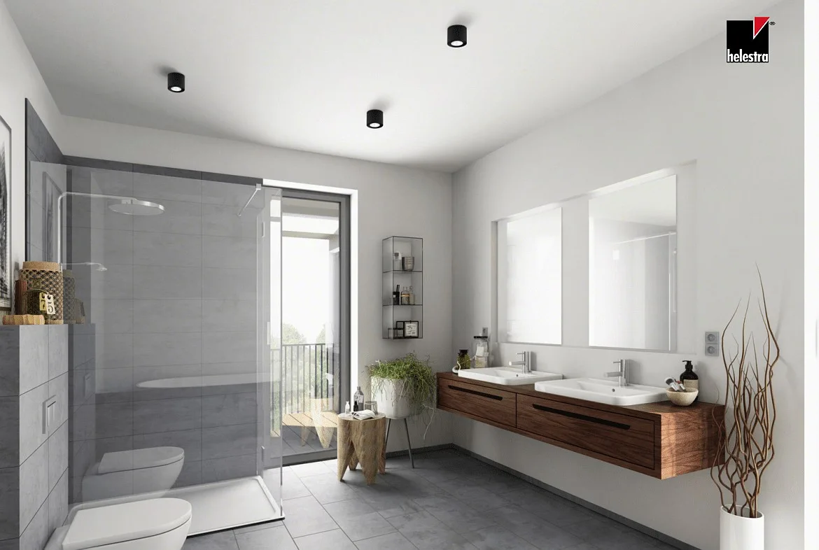 Helestra Surface-mounted LED downlight OSO for bathrooms, square, IP44, 7.5W 2700K 370lm 40°, CRi >90, dimmable, fixed, black matt Helestra Surface-mounted LED downlight OSO for bathrooms, square, IP44, 7.5W 2700K 370lm 40°, CRi >90, dimmable, fixed, black matt