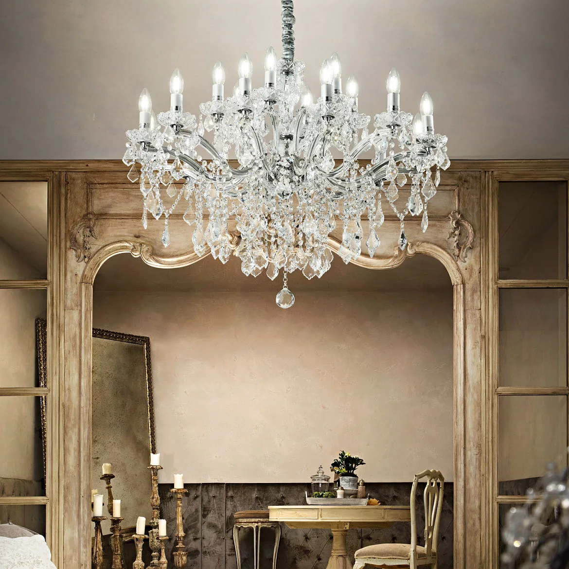 Ideal Lux Kroonluchter FLORIAN SP18 18-vlams E14 IP20, chroom Ideal Lux Kroonluchter FLORIAN SP18 18-vlams E14 IP20, chroom