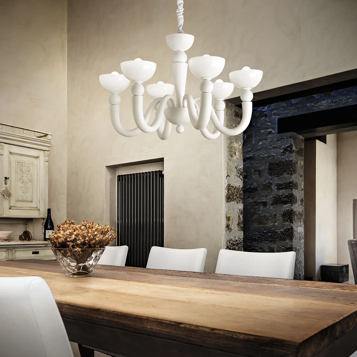 Ideal Lux Kroonluchter BON BON 6-vlams E14 IP20, wit Ideal Lux Kroonluchter BON BON 6-vlams E14 IP20, wit