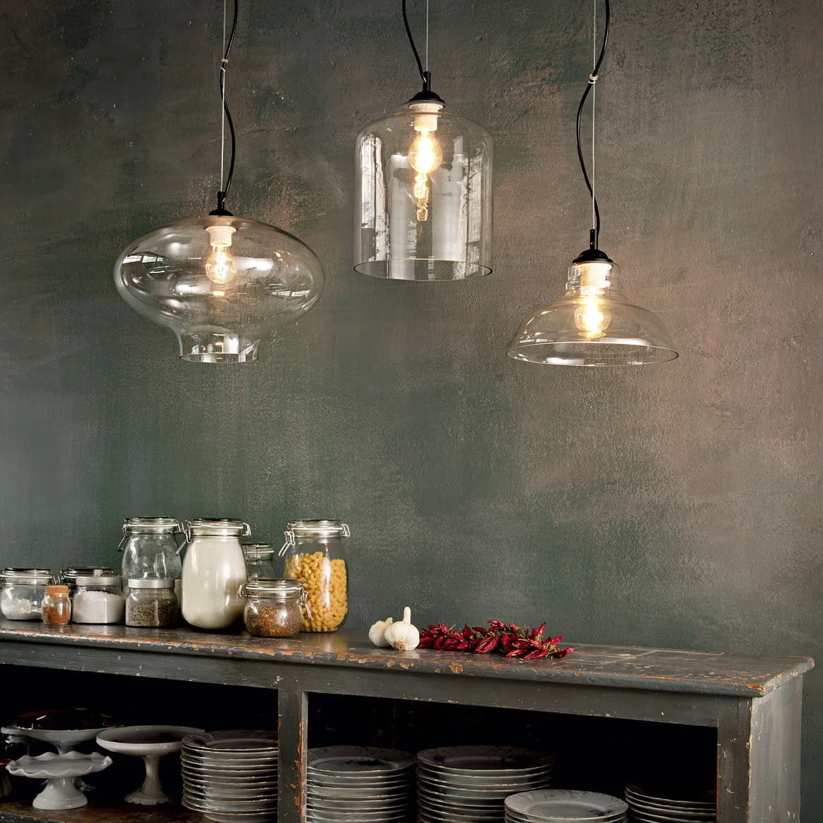 Ideal Lux Pendant luminaire BISTRO\' SP1 PLATE, E27, transparent Ideal Lux Pendant luminaire BISTRO\' SP1 PLATE, E27, transparent
