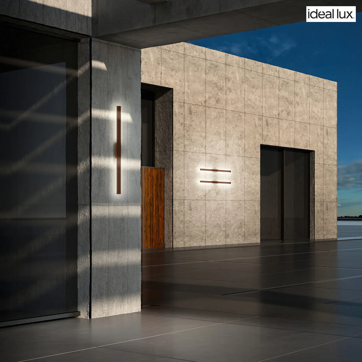 Ideal Lux outdoor wall luminaire LINEA IP54, coffee brown Ideal Lux outdoor wall luminaire LINEA IP54, coffee brown