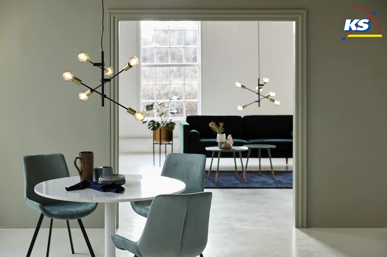 Nordlux Pendant luminaire JOSEFINE, 6x E27, IP20, black matt/brass Nordlux Pendant luminaire JOSEFINE, 6x E27, IP20, black matt/brass
