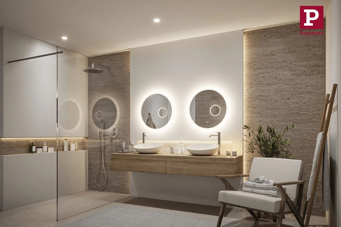 Paulmann mirror with lighting MIRRA LED Ø 60CM . INK. 3X ZOOM round, with cosmetic mirror IP44, white dimmable Paulmann mirror with lighting MIRRA LED Ø 60CM . INK. 3X ZOOM round, with cosmetic mirror IP44, white dimmable