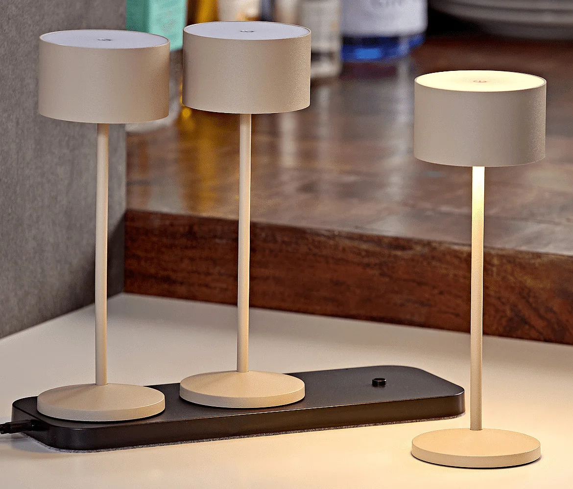 SIGOR battery table lamp VELUNA up / down, CCT Switch, set of 3, with touch dimmer IP44, dune beige dimmable SIGOR battery table lamp VELUNA up / down, CCT Switch, set of 3, with touch dimmer IP44, dune beige dimmable