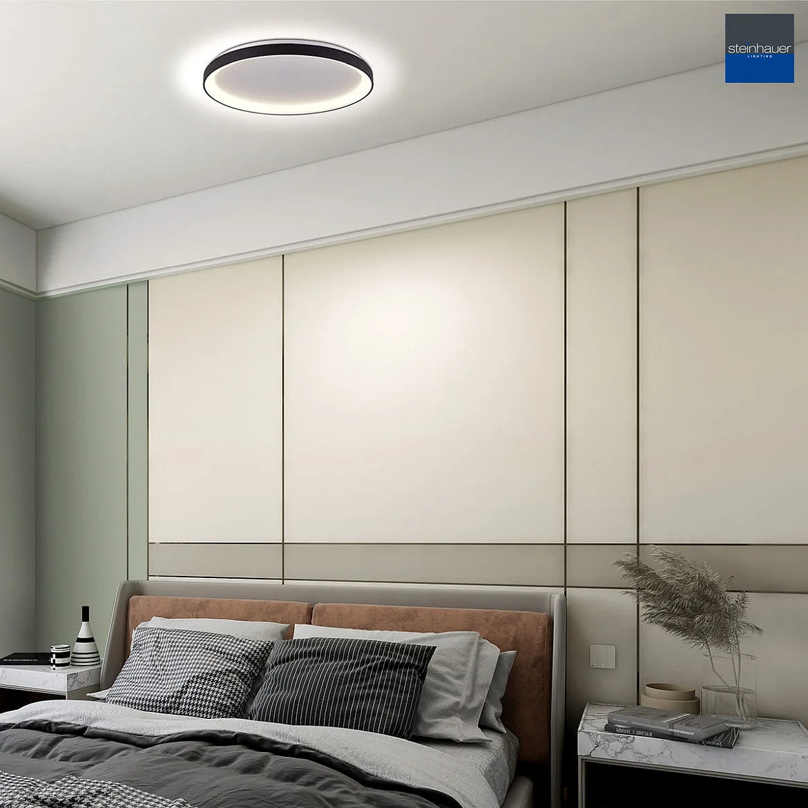 Steinhauer Plafondarmatuur RINGLEDE IP20, zwart dimbaar Steinhauer Plafondarmatuur RINGLEDE IP20, zwart dimbaar