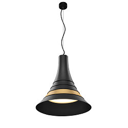 Premium LED Pendant luminaire BATO 45 PD, � 45cm, 30W 2500K 1900lm 100�, TRIAC dimmable, black / brushed brass