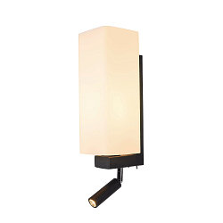 Wandarmatuur QUADRASS SPOT met LED-spot E27, melkachtig, zwart