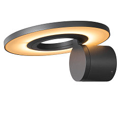 Wandarmatuur voor buitenshuis I-RING rond, schakelbaar, met diffuser, cardanisch draaien IP65, antraciet 
