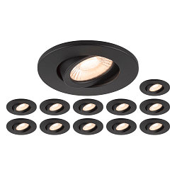 ceiling recessed luminaire UNIVERSAL DOWNLIGHT MOVE PHASE swivelling, set of 12 IP20, black dimmable
