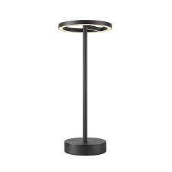 Tafellamp op batterijen VINOLINA ONE met aanraakdimmer, ring vorm IP54, zwart dimbaar