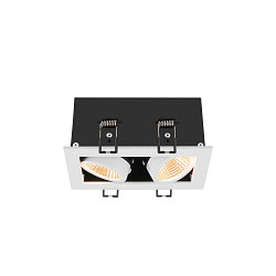 Plafondinbouwarmatuur KADUX DOUBLE vierkant IP20, zwart, wit dimbaar