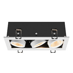 Plafondinbouwarmatuur KADUX TRIPLE vierkant IP20, zwart, wit dimbaar