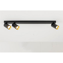 Plafondarmatuur KAMI 3-vlams GU10 IP20, goud, zwart