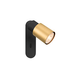Wand- en plafondarmatuur PURI 2.0 - TUBE hoekig, met schakelaar GU10 IP20, goud, zwart dimbaar