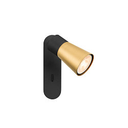 Wand- en plafondarmatuur PURI 2.0 - CONE hoekig, met schakelaar GU10 IP20, goud, zwart dimbaar