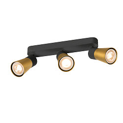 Wand- en plafondarmatuur PURI 2.0 - CONE 3-vlams, lang GU10 IP20, goud, zwart dimbaar