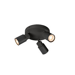 Wand- en plafondarmatuur PURI 2.0 - TUBE 3-vlams, rond GU10 IP20, zwart dimbaar