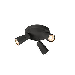 Wand- en plafondarmatuur PURI 2.0 - DOME 3-vlams, rond GU10 IP20, zwart dimbaar