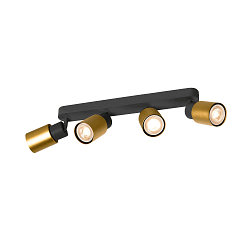 Wand- en plafondarmatuur PURI 2.0 - TUBE 4-vlams, lang GU10 IP20, goud, zwart dimbaar