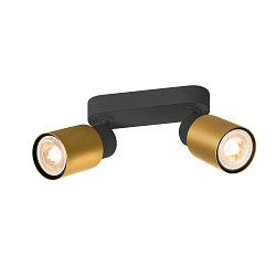 Wand- en plafondarmatuur PURI 2.0 - TUBE 2-vlams, lang GU10 IP20, goud, zwart dimbaar