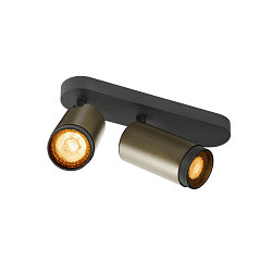 ceiling luminaire GRIP! L SPOT CL DOUBLE cylindrical GU10 IP20, bronze, black, lacquered dimmable