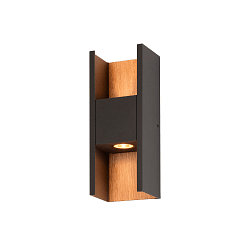 Wandarmatuur voor buitenshuis FLATT II IP65, antraciet, bruin, gelakt dimbaar
