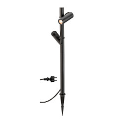 gorund spike luminaire HELIA SLIM POLE DOUBLE with plug IP65, black