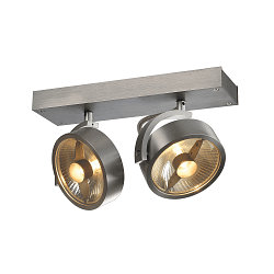 Spot KALU CW dubbel GU10 IP20, aluminium geborsteld dimbaar