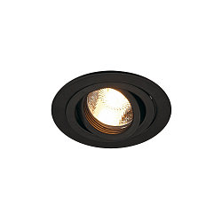Inbouwarmatuur PIREQ QPAR51 ROUND DOWNLIGHT draaibaar, roteerbaar GU10 IP20, zwart mat dimbaar