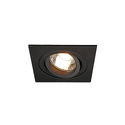 Inbouwarmatuur PIREQ QPAR51 SQUARE DOWNLIGHT draaibaar, roteerbaar GU10 IP20, zwart mat dimbaar