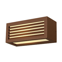 Wandarmatuur BOX-L 1-vlams, hoekig E27 IP44, roest dimbaar