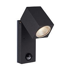 Outdoor LED wall spot CALA 16/2018 with presence detector, IP54, 5.6W 3000K 610lm, adjustable, dark grey